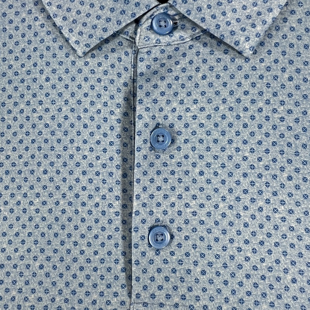 Callaway Polo Shirt Mens 2XL XXL Blue Geometric Performance Short Sleeve Golf - Picture 7 of 13